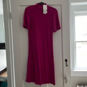 NWT Zara bright pink (magenta) mock neck dress size S.